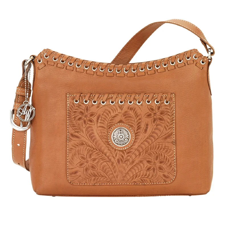 American West Womens Harvest Moon Natural Tan Leather Handbag Bag