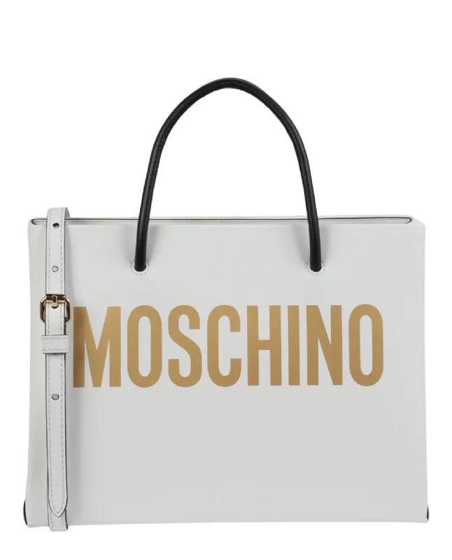 Moschino Womens Mini Logo Leather Tote