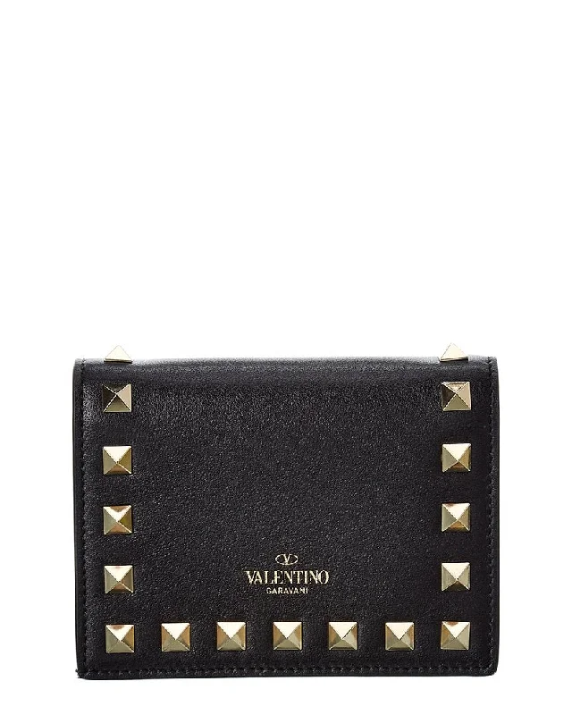 Valentino Rockstud Leather Card Holder