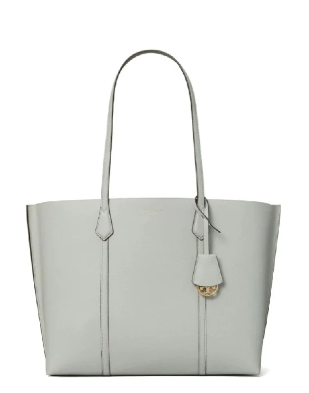 Tory Burch Perry Pebbled Leather Gray Tote Handbag