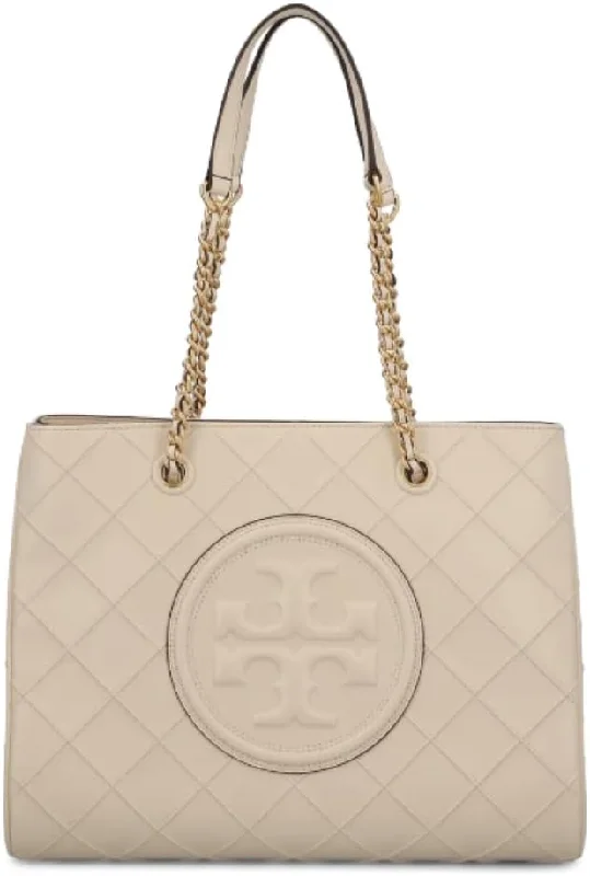 Tory Burch Women's Fleming Soft Chain Tote New Cream Leather Handbag