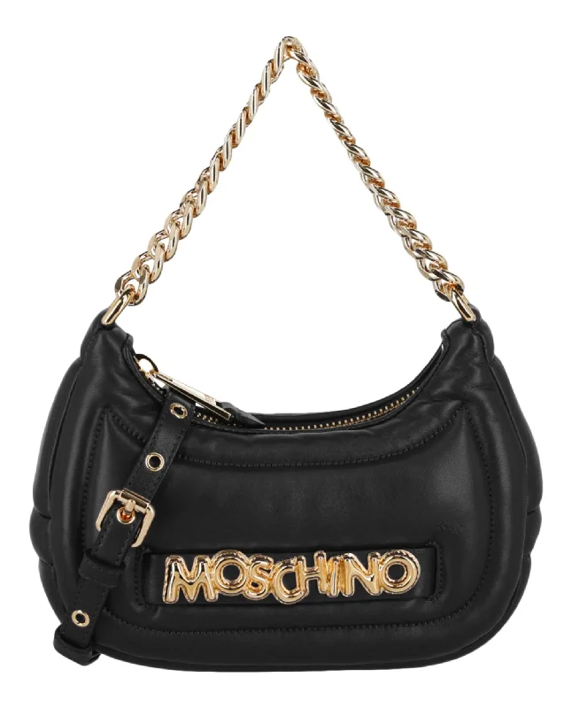 Moschino Womens Balloon Lettering Crescent Bag