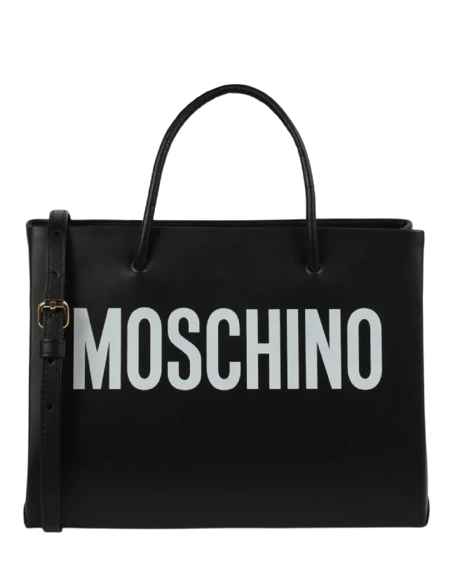 Moschino Womens Mini Logo Leather Tote