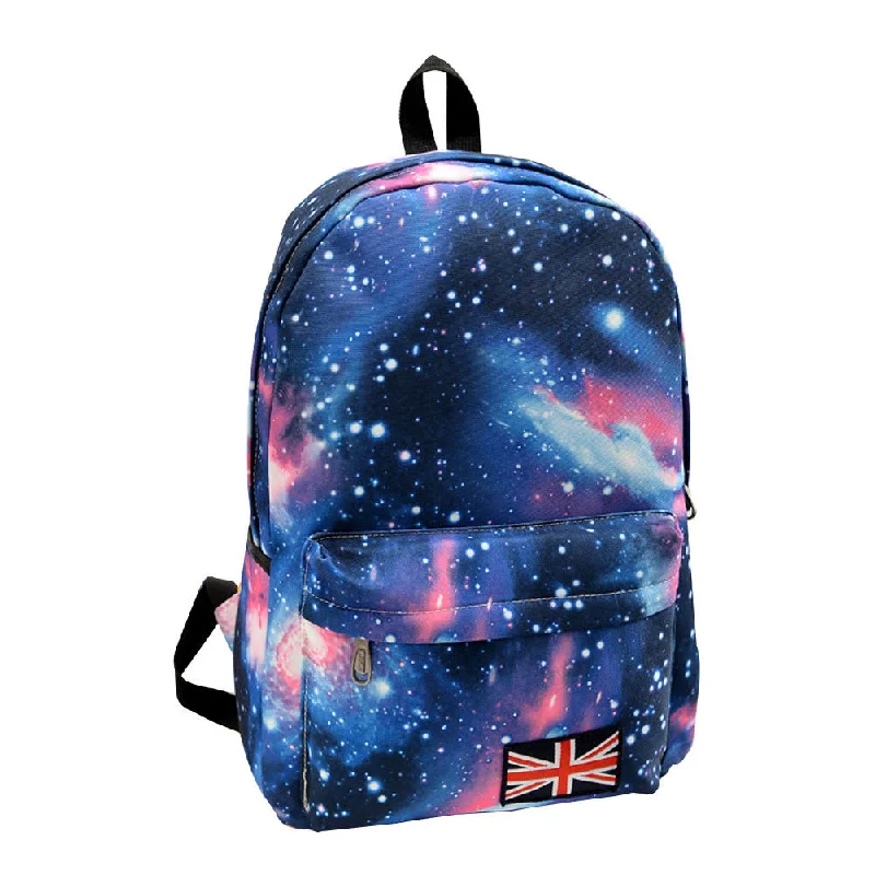 Trendy Women Stars Universe Space printing backpack School Book Backpacks British flag Stars bag