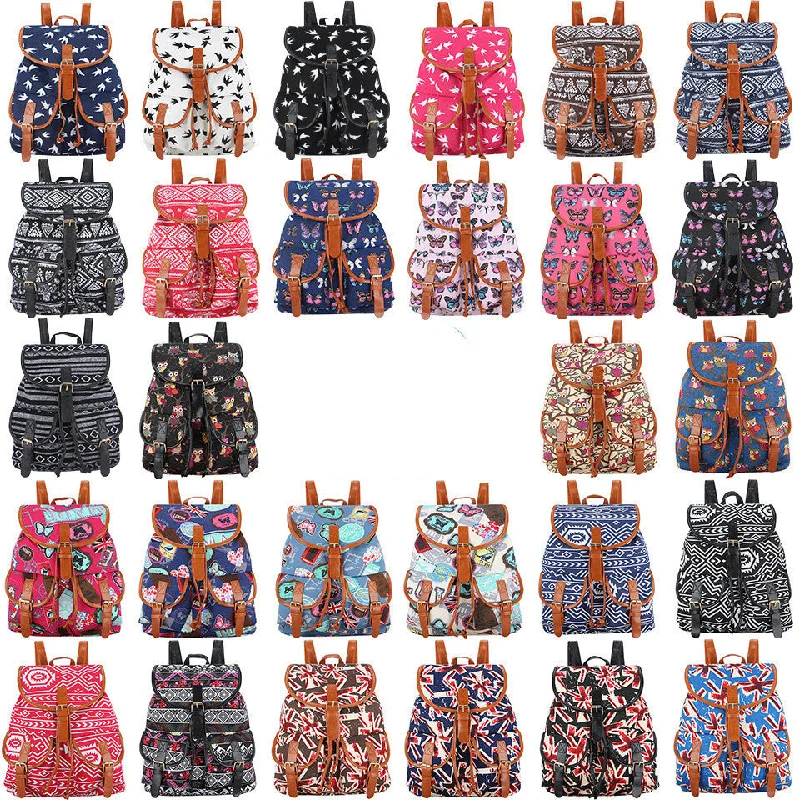 Exclusive Handmade Bohemian Mochila Vintage Backpack Drawstring Printing Canvas Bagpack Sac a Dos Femme Rucksack Female