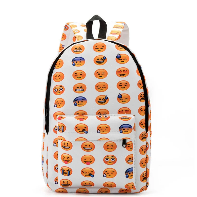 Women Emoji Printing School Bags Children Canvas Backpacks For Teenager Girls Casual Laptop Backpack Mochila Feminina