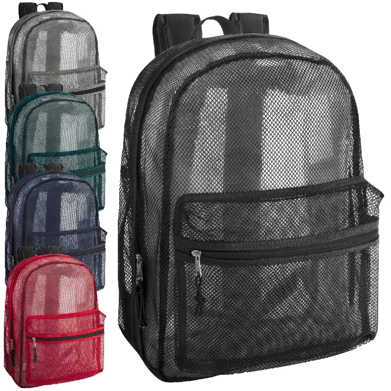 Bulk Premium 17 Inch Mesh Backpack - 5 Assorted Colors