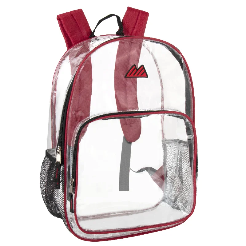 Trailmaker 17 Inch Clear Backpack - Red