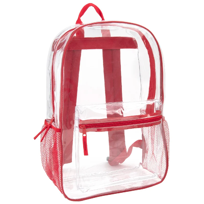 Wholesale Classic 17 Inch Clear Backpack - Red