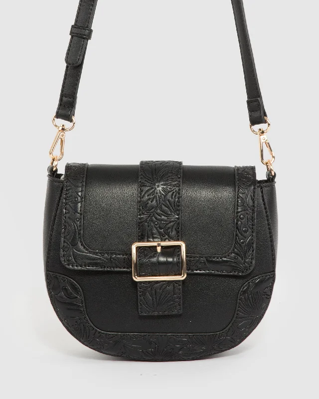 Black Kiara Buckle Crossbody Bag