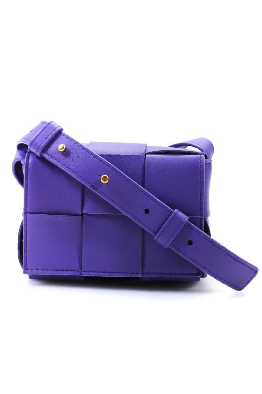 Bottega Veneta Mini Candy Cassette Bag Intrecciato Crossbody Handbag Purple