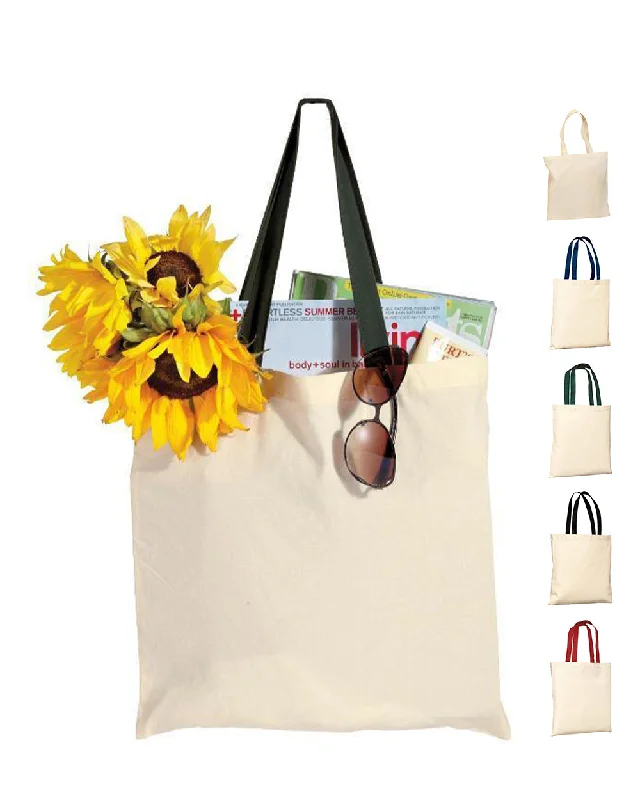 Budget Friendly 100% Cotton Value Tote Bag with Contrast Handles