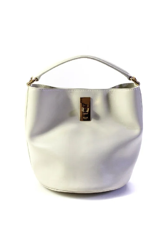 Celine Womens Light Green Leather Turn Lock Small Top Handle Bucket Handbag