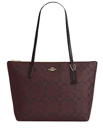 Coach Zip Top Tote In Signature Canvas