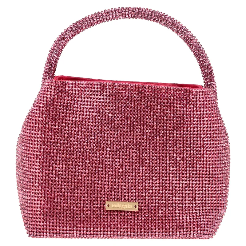 Cult Gaia Solene Crystal-embellished Mesh Mini Bag In Pink Crystal