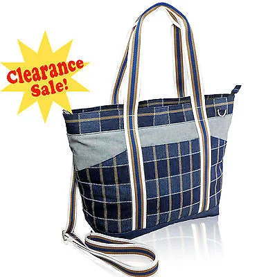 Checker Denim Tote Bag