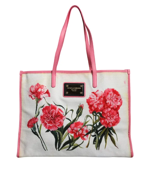 Dolce & Gabbana  Canvas Rose Embroidery Women Shopping Tote Women's Bag (Pre-Owned)