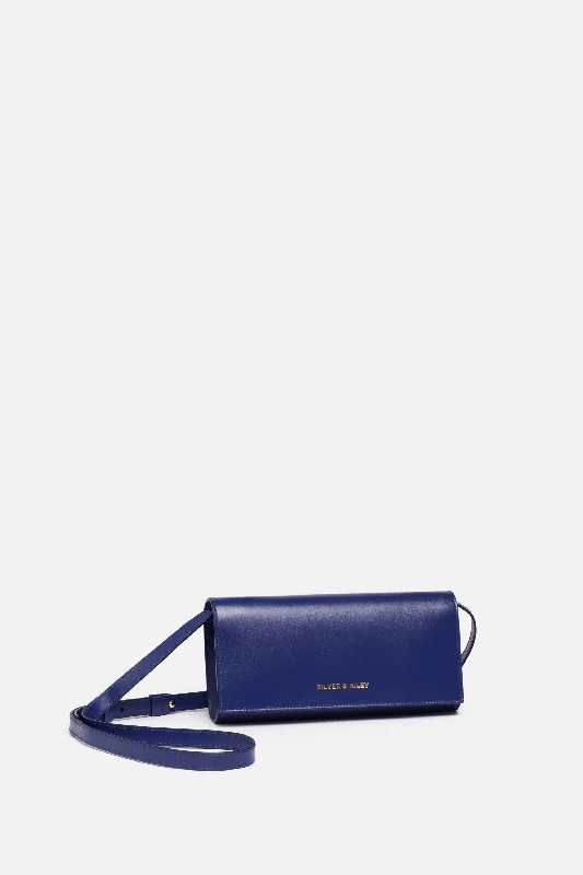 Durban Convertible Crossbody and Clutch Leather Bag in Violet Blue