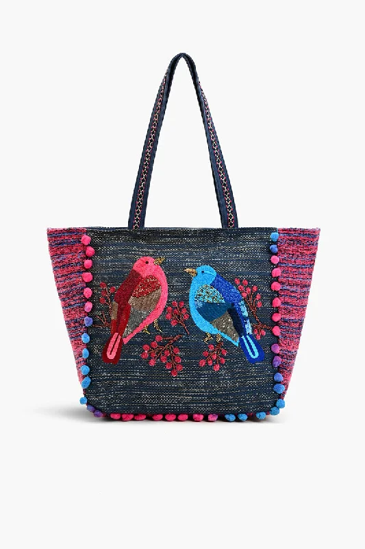 Embellished Shopper Tote Birds