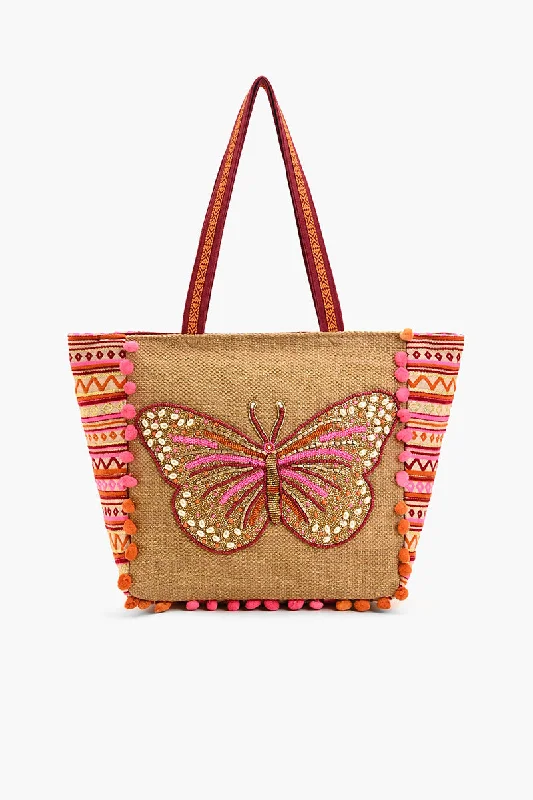 Embellished Shopper Tote Butterfly