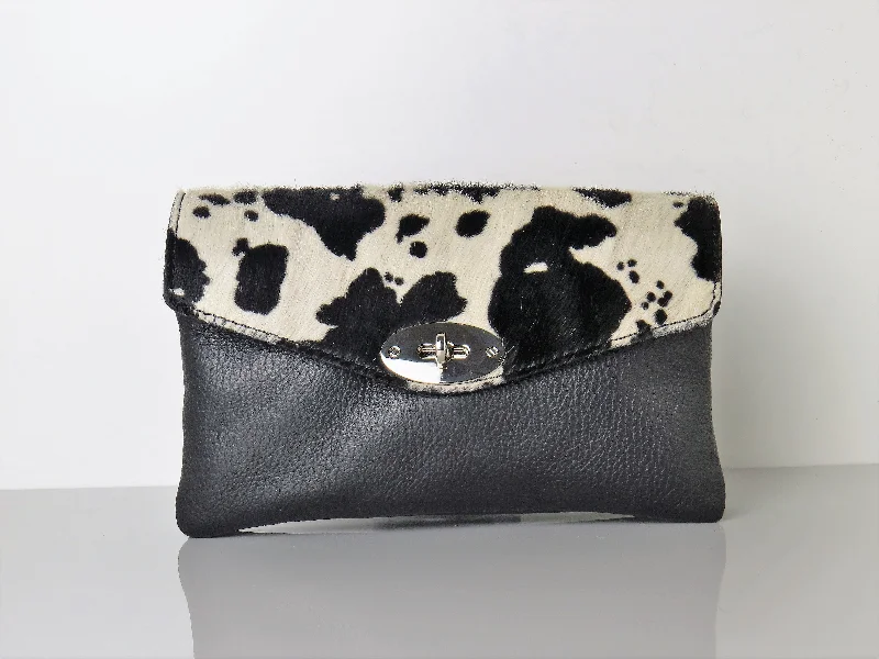 Genuine Italian Leather Mini Cow Print Crossbody Bag