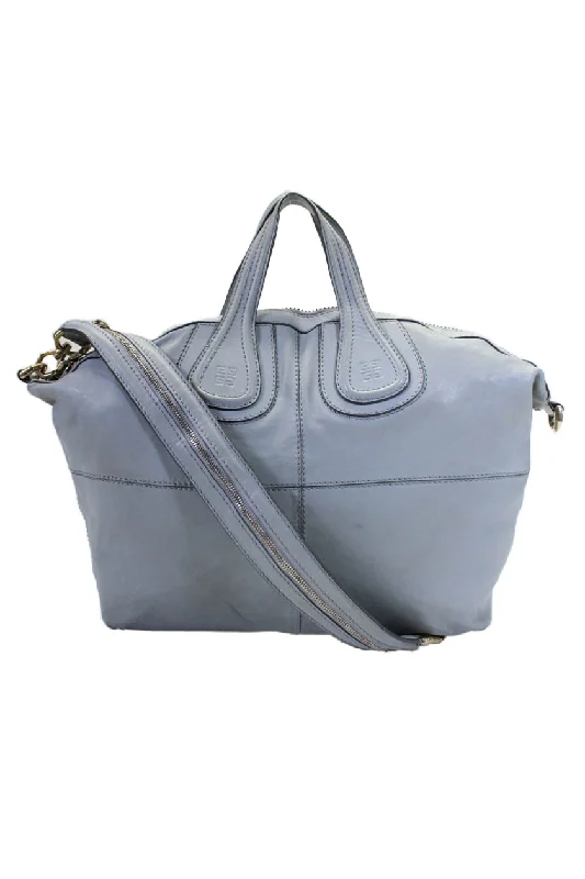 Givenchy Womens Leather Zip Up Nightingale Gray Large Shoulder Bag Handbag