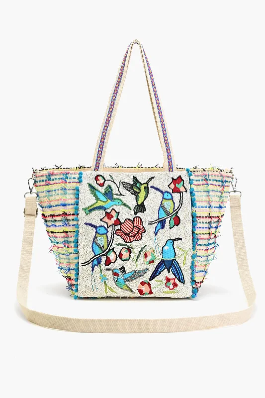 Humming Birds Embellished Tote