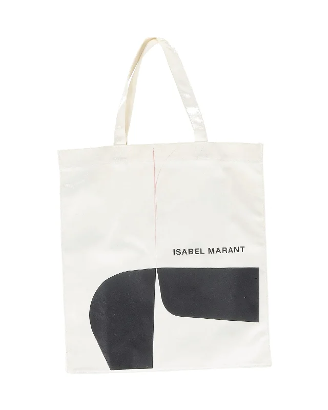 Isabel Marant Printed Tote in White Cotton