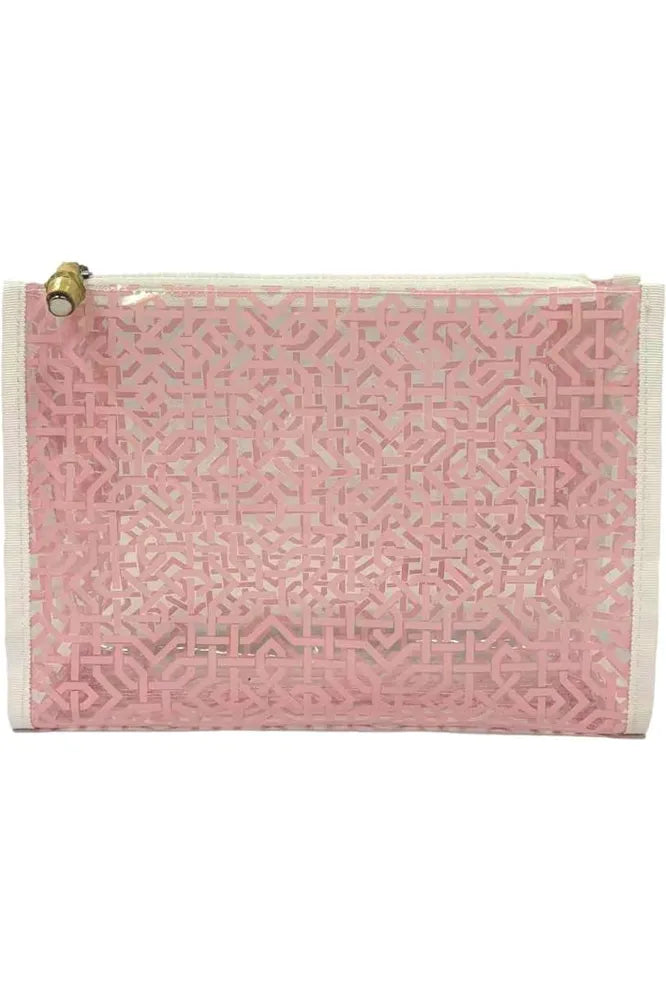 Large Pink Clear Lattice Make Up Bag