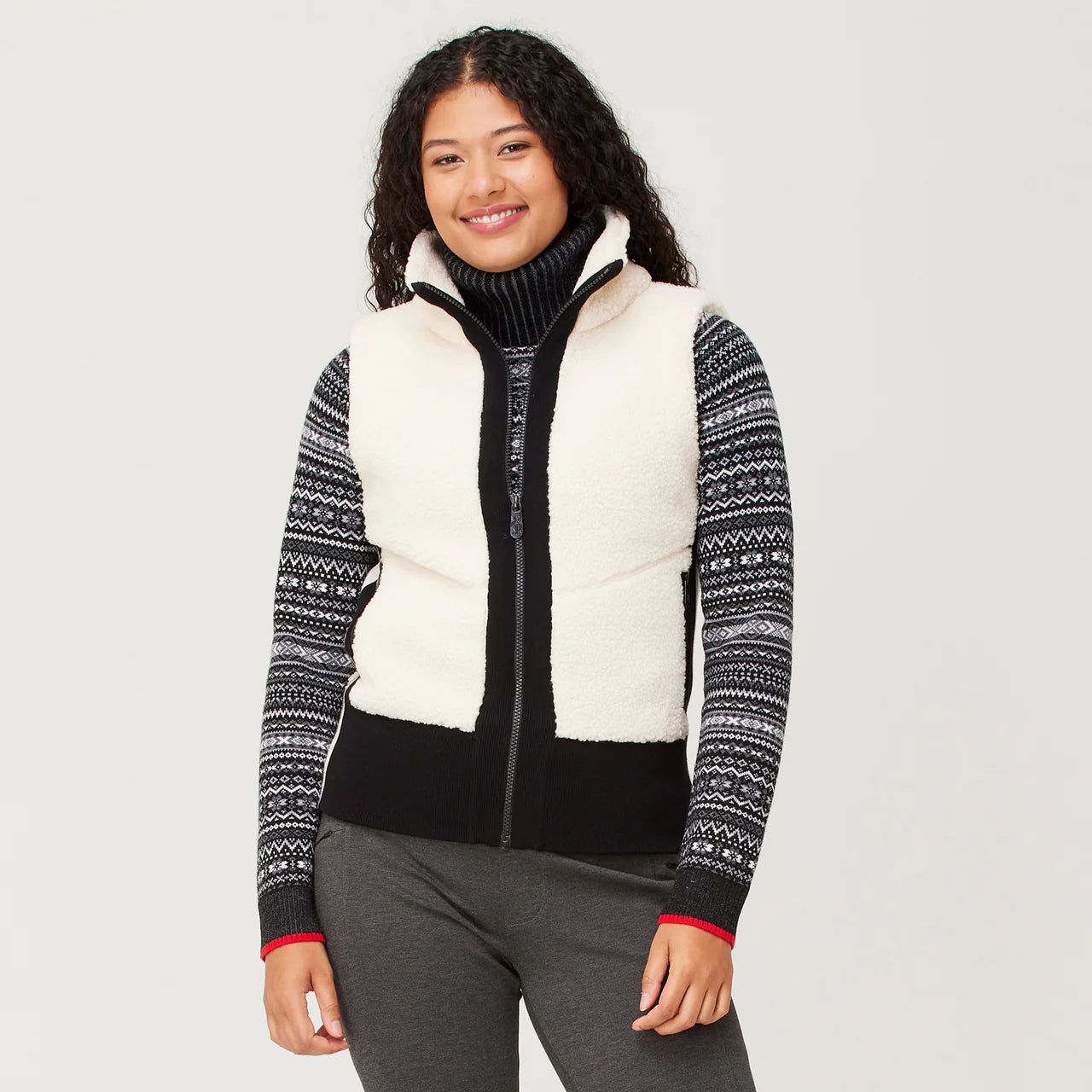 Natural Fleece Stripe Ember Vest