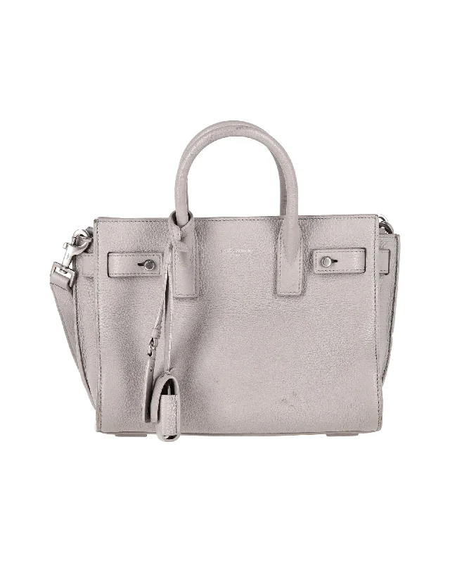 Saint Laurent Nano Classic Souple Sac De Jour Tote in Grey Leather