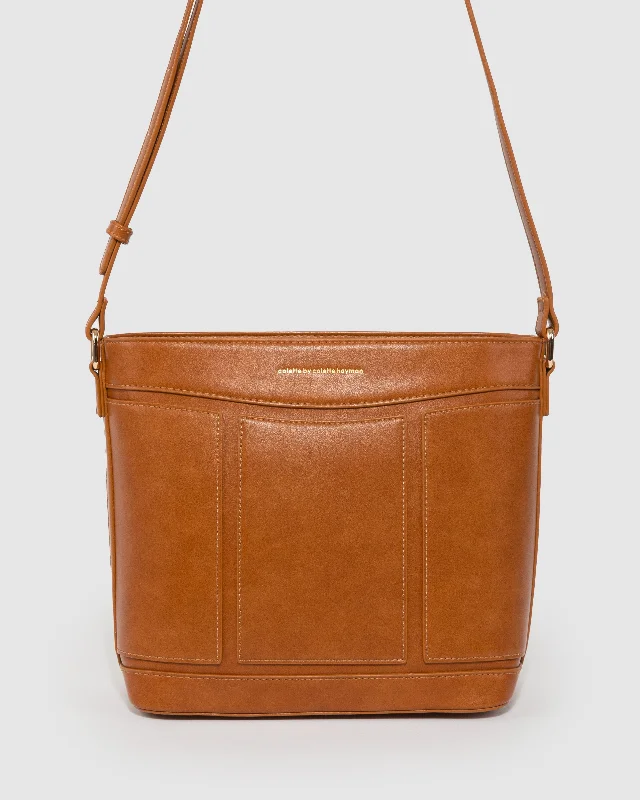 Tan Pia Panel Crossbody Bag