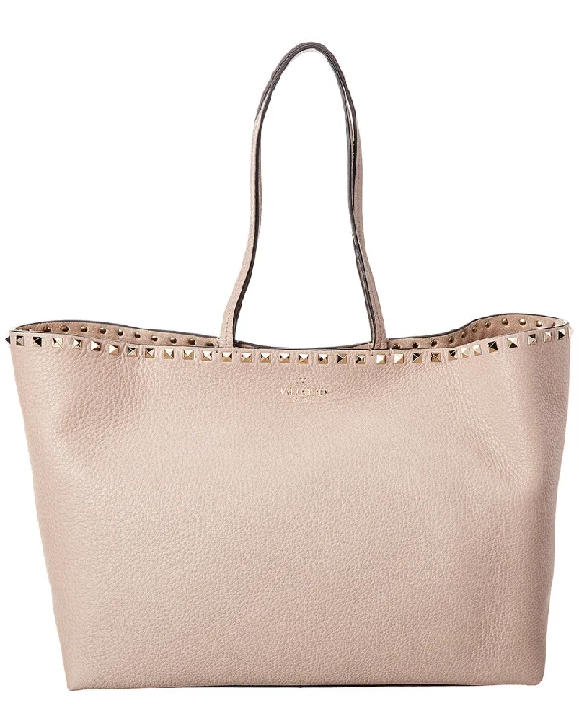 Valentino Rockstud Large Grainy Leather Shopper Tote