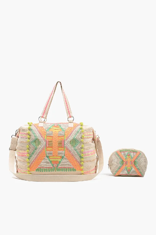 Weekend Travel Bag with Pouch Aztec Neon