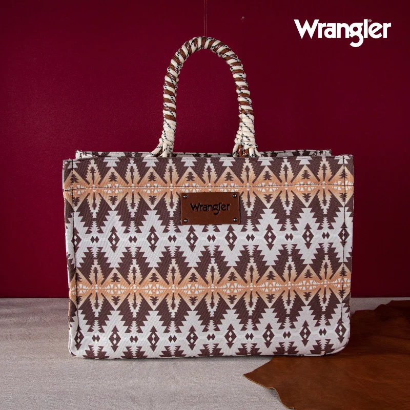 WG284-8119A Wrangler Oversized Tote Bag Braided Handles Weekender Bag - Khaki