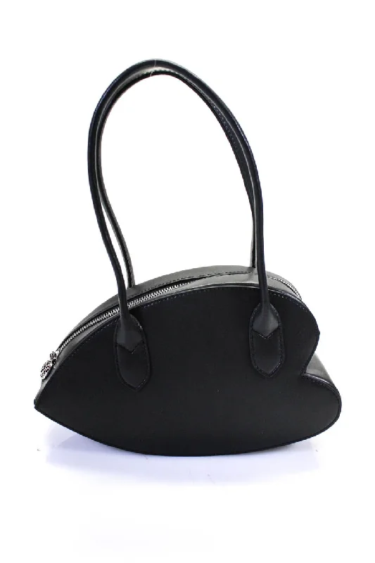 YUE QI QI Womens Heart Shape Faux Leather Bag with Beaded Strap Black