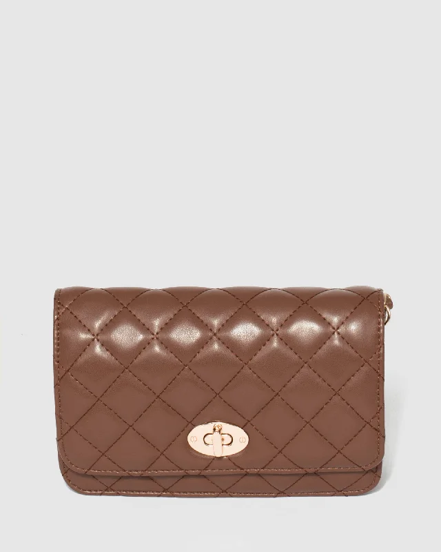 Brown Eboni Quilted Crossbody Bag