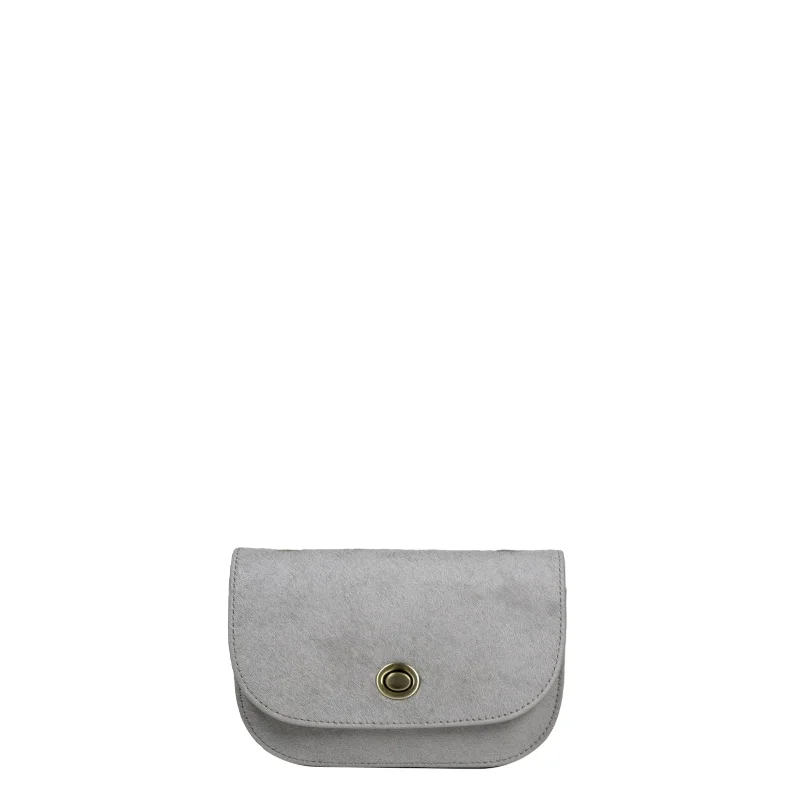 Collette Crossbody Hair Calf Light Grey