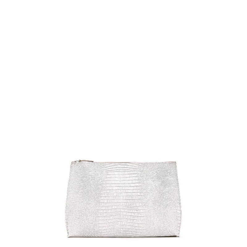 EVERYDAY POUCH ANTIQUE WHITE EMBOSSED LIZARD