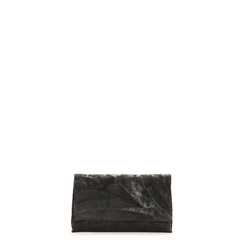 FOLDOVER CLUTCH BASALT RUMPLED SHEEPSKIN