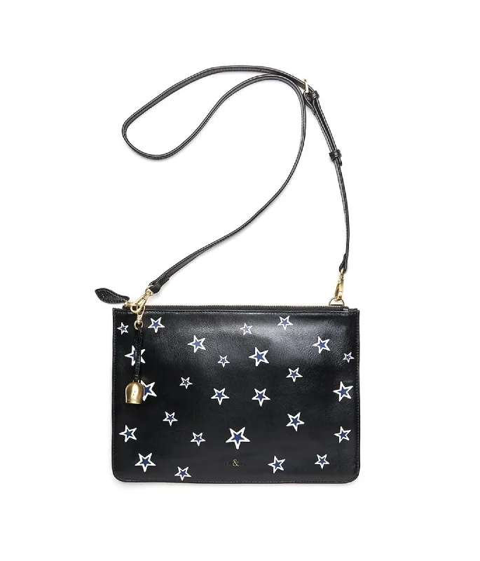 GIA Cross Body Bag / Oversize Clutch - Black Star Print