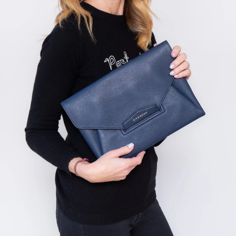 Givenchy Blue Leather Envelope Flap Bag