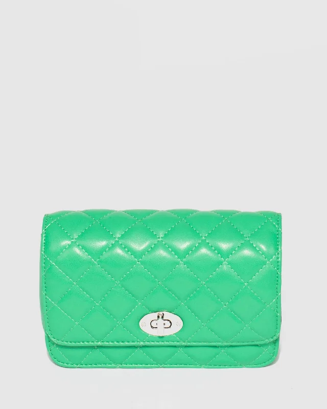 Green Eboni Quilted Crossbody Bag