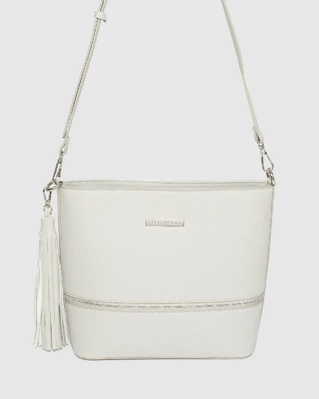 Grey Pia Tassel Medium Crossbody Bag