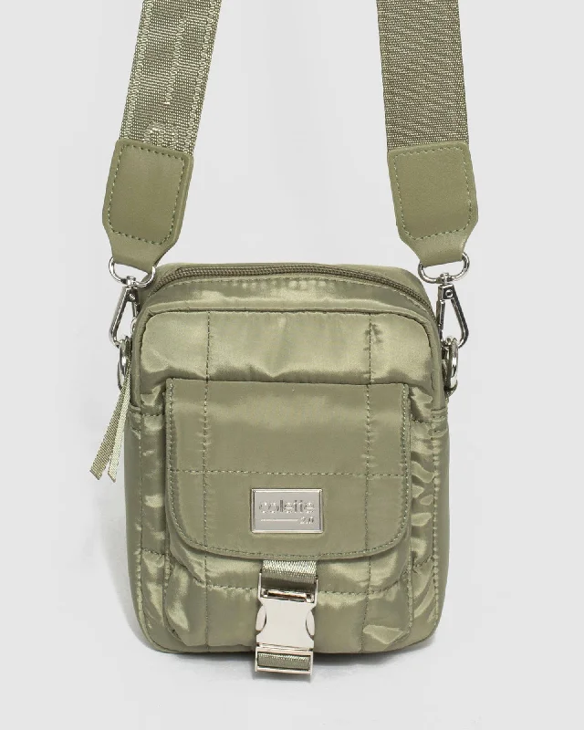 Khaki Emma Lock Crossbody Bag