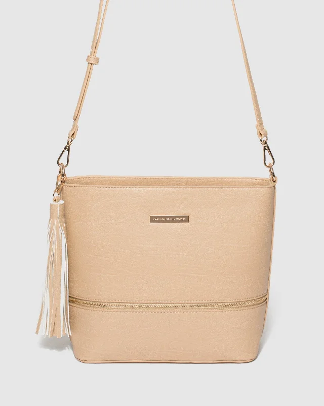 Nude Pia Tassel Medium Crossbody Bag