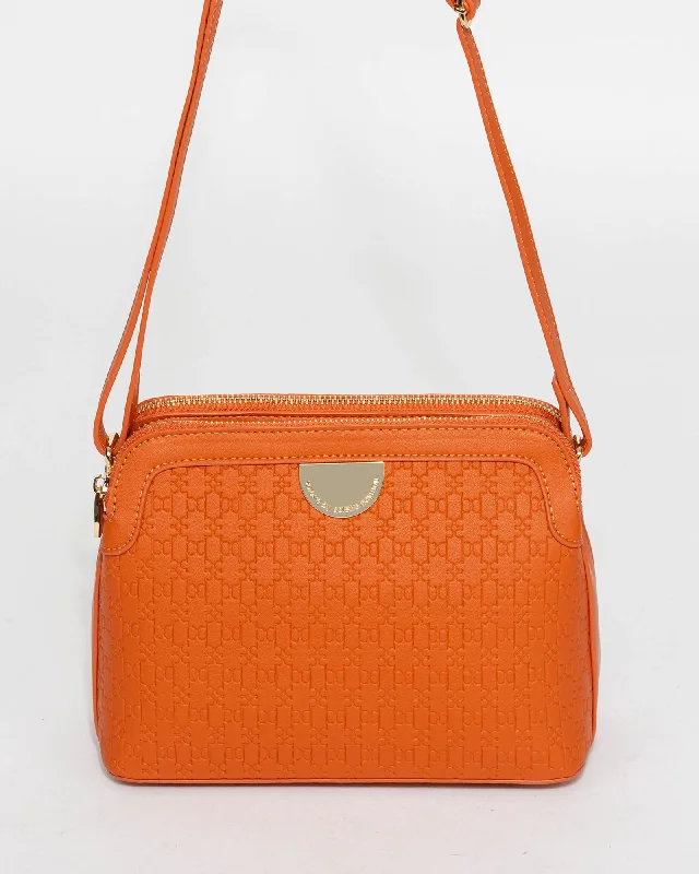 Orange Quilt Crossbody Bag