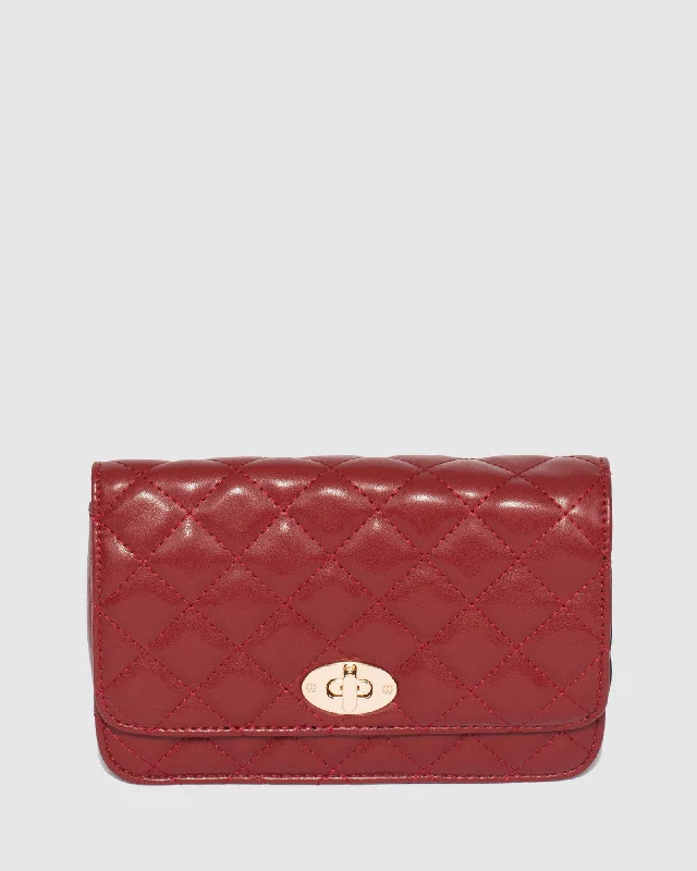 Red Eboni Quilted Crossbody Bag