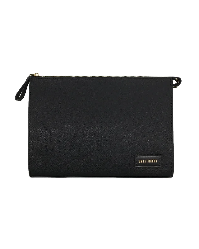 Saffiano Leather Zip Clutch