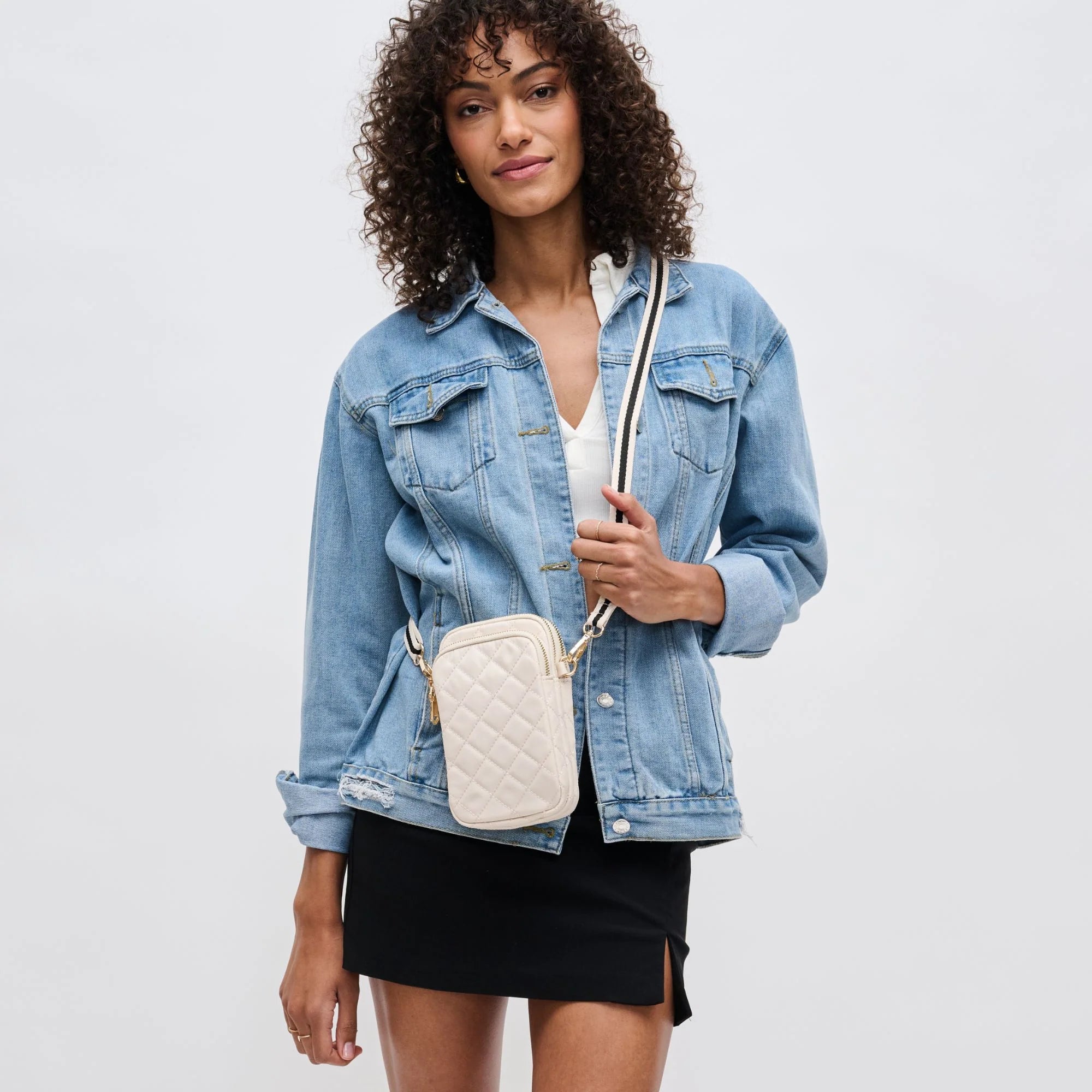 Sol and Selene Divide and Conquer Quilted Crossbody in Cream